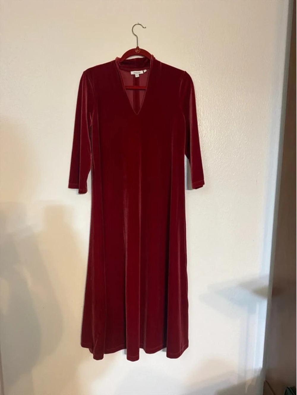 Chico’s Red Velvet Burnout Dress